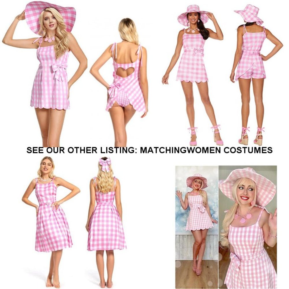 NWT Barbie Costume Movie Cute Pink Gingham Plaid Girls Accessory Pack & Dress - Picture 4 of 4